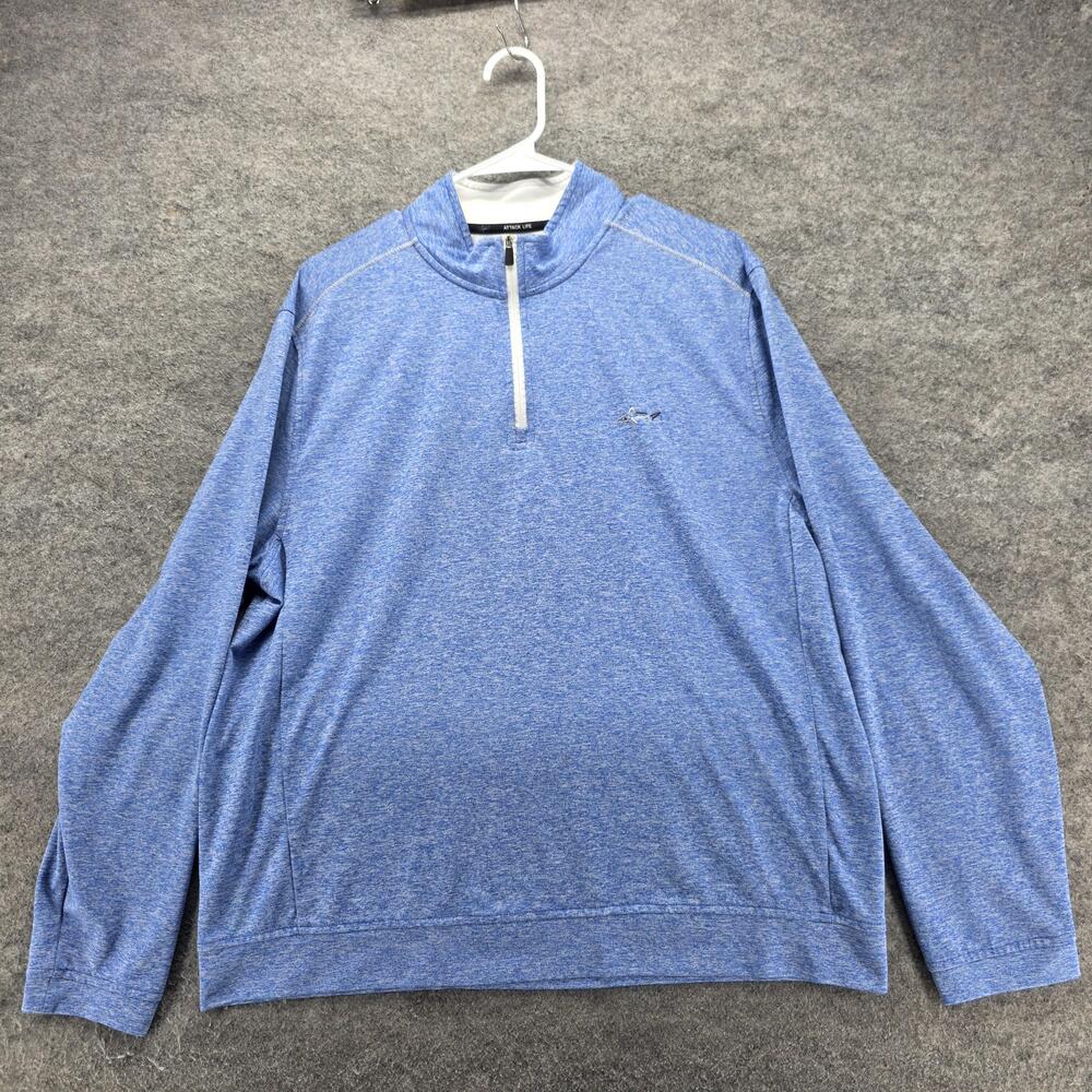 Greg Norman For Tasso Elba Pullover Mens L Blue Long Sleeve 1/4 Zip Golf PlayDry